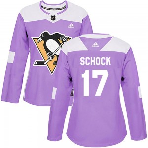 Women's Adidas Pittsburgh Penguins Ron Schock Purple Fights Cancer Practice Jersey - Authentic
