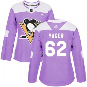 Women's Adidas Pittsburgh Penguins Brayden Yager Purple Fights Cancer Practice Jersey - Authentic