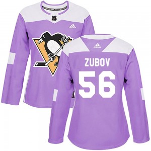 Women's Adidas Pittsburgh Penguins Sergei Zubov Purple Fights Cancer Practice Jersey - Authentic