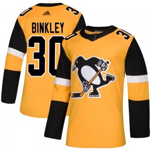 Men's Adidas Pittsburgh Penguins Les Binkley Gold Alternate Jersey - Authentic