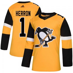 Men's Adidas Pittsburgh Penguins Denis Herron Gold Alternate Jersey - Authentic