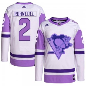 Youth Adidas Pittsburgh Penguins Chad Ruhwedel White/Purple Hockey Fights Cancer Primegreen Jersey - Authentic