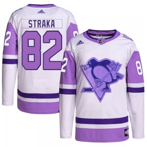 Youth Adidas Pittsburgh Penguins Martin Straka White/Purple Hockey Fights Cancer Primegreen Jersey - Authentic