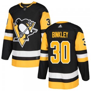 Men's Adidas Pittsburgh Penguins Les Binkley Black Home Jersey - Authentic