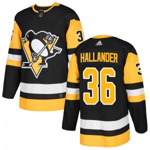 Men's Adidas Pittsburgh Penguins Filip Hallander Black Home Jersey - Authentic