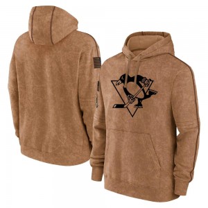 Youth Pittsburgh Penguins Brown 2023 Salute to Service Club Pullover Hoodie -