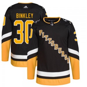 Men's Adidas Pittsburgh Penguins Les Binkley Black 2021/22 Alternate Primegreen Pro Player Jersey - Authentic