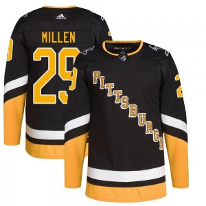 Men's Adidas Pittsburgh Penguins Greg Millen Black 2021/22 Alternate Primegreen Pro Player Jersey - Authentic