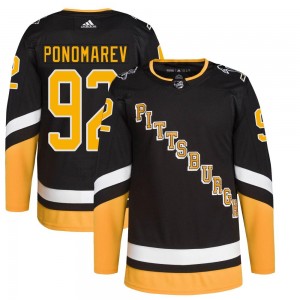 Men's Adidas Pittsburgh Penguins Vasily Ponomarev Black 2021/22 Alternate Primegreen Pro Player Jersey - Authentic