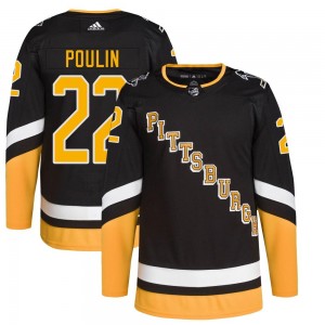 Men's Adidas Pittsburgh Penguins Sam Poulin Black 2021/22 Alternate Primegreen Pro Player Jersey - Authentic