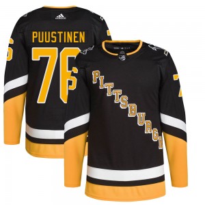 Men's Adidas Pittsburgh Penguins Valtteri Puustinen Black 2021/22 Alternate Primegreen Pro Player Jersey - Authentic
