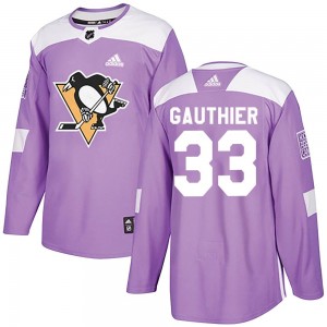 Youth Adidas Pittsburgh Penguins Taylor Gauthier Purple Fights Cancer Practice Jersey - Authentic