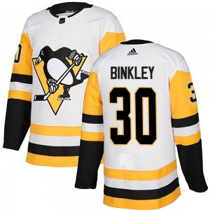 Men's Adidas Pittsburgh Penguins Les Binkley White Away Jersey - Authentic