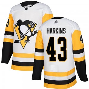 Men's Adidas Pittsburgh Penguins Jansen Harkins White Away Jersey - Authentic