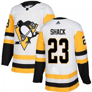 Men's Adidas Pittsburgh Penguins Eddie Shack White Away Jersey - Authentic