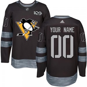 Men's Pittsburgh Penguins Custom Black Custom 1917-2017 100th Anniversary Jersey - Authentic