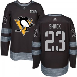 Men's Pittsburgh Penguins Eddie Shack Black 1917-2017 100th Anniversary Jersey - Authentic