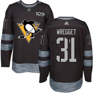 Men's Pittsburgh Penguins Ken Wregget Black 1917-2017 100th Anniversary Jersey - Authentic