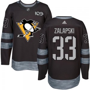 Men's Pittsburgh Penguins Zarley Zalapski Black 1917-2017 100th Anniversary Jersey - Authentic