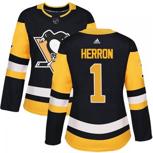 Women's Adidas Pittsburgh Penguins Denis Herron Black Home Jersey - Authentic