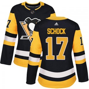 Women's Adidas Pittsburgh Penguins Ron Schock Black Home Jersey - Authentic