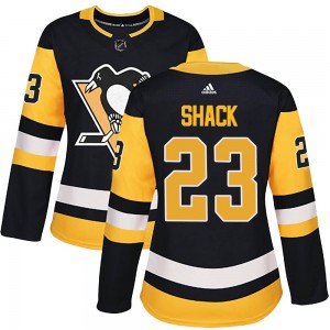 Women's Adidas Pittsburgh Penguins Eddie Shack Black Home Jersey - Authentic
