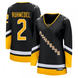 Women's Fanatics Branded Pittsburgh Penguins Chad Ruhwedel Black 2021/22 Alternate Breakaway Player Jersey - Premier