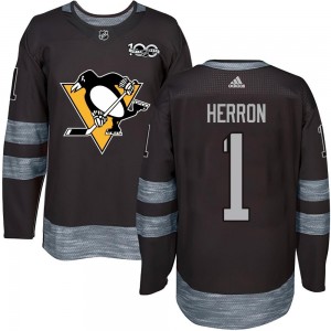 Youth Pittsburgh Penguins Denis Herron Black 1917-2017 100th Anniversary Jersey - Authentic