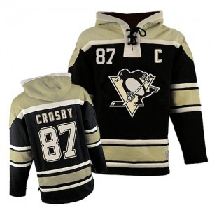 Youth Pittsburgh Penguins Sidney Crosby Black Old Time Hockey Sawyer Hooded Sweatshirt - Premier