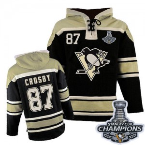 Youth Pittsburgh Penguins Sidney Crosby Black Old Time Hockey Sawyer Hooded Sweatshirt 2017 Stanley Cup Final - Authentic